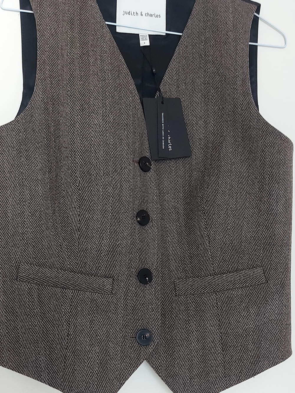 Judith & Charles Brown Herringbone Vest